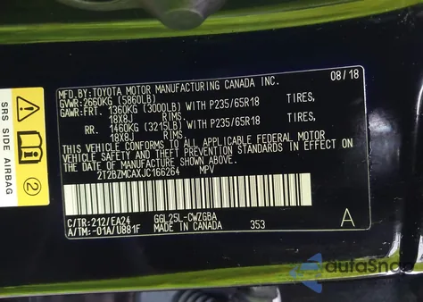 2018 Lexus Rx 350 z USA, uszkodzony, nr VIN 2T2BZMCAXJC166264